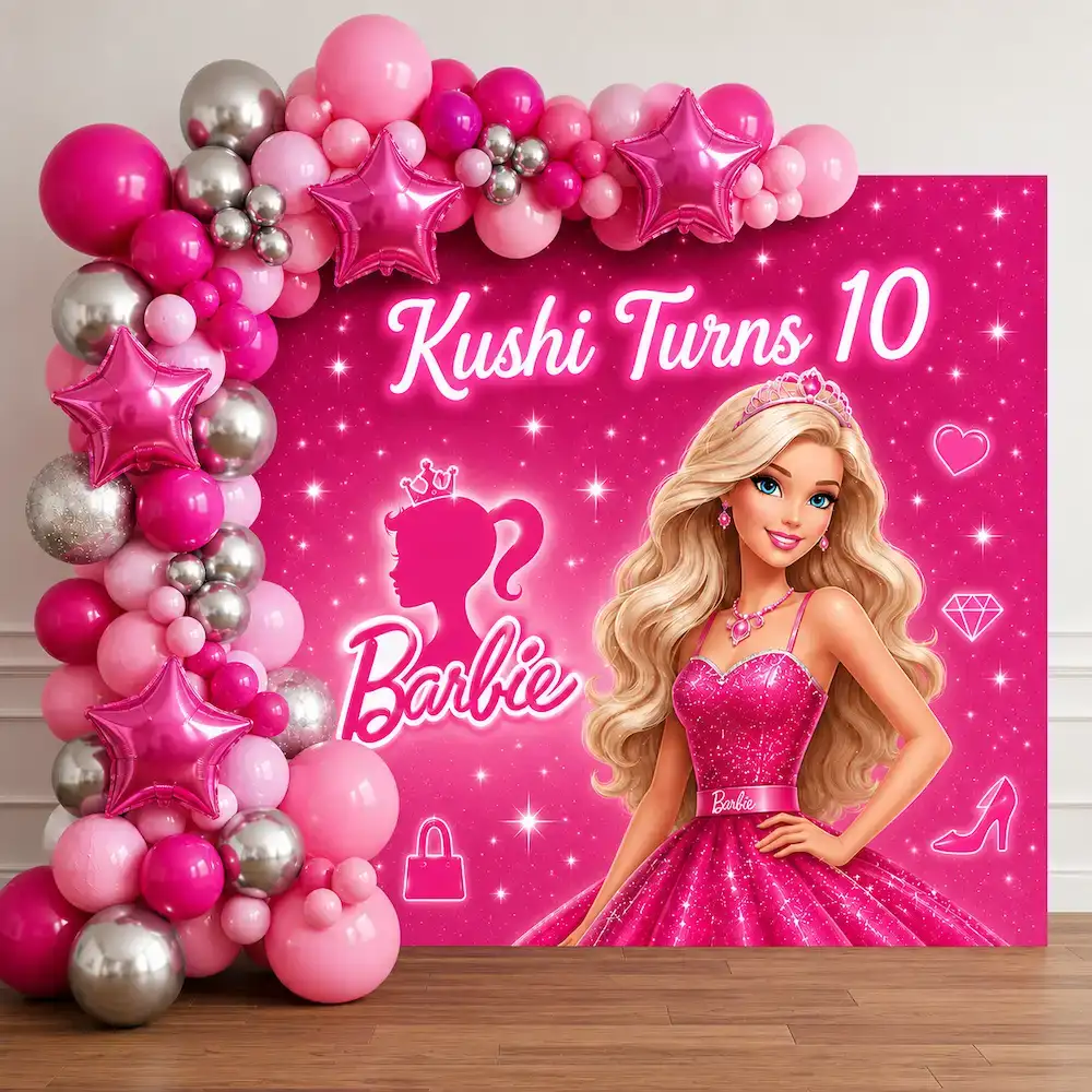 Barbie Theme Birthday Backdrop Decoration