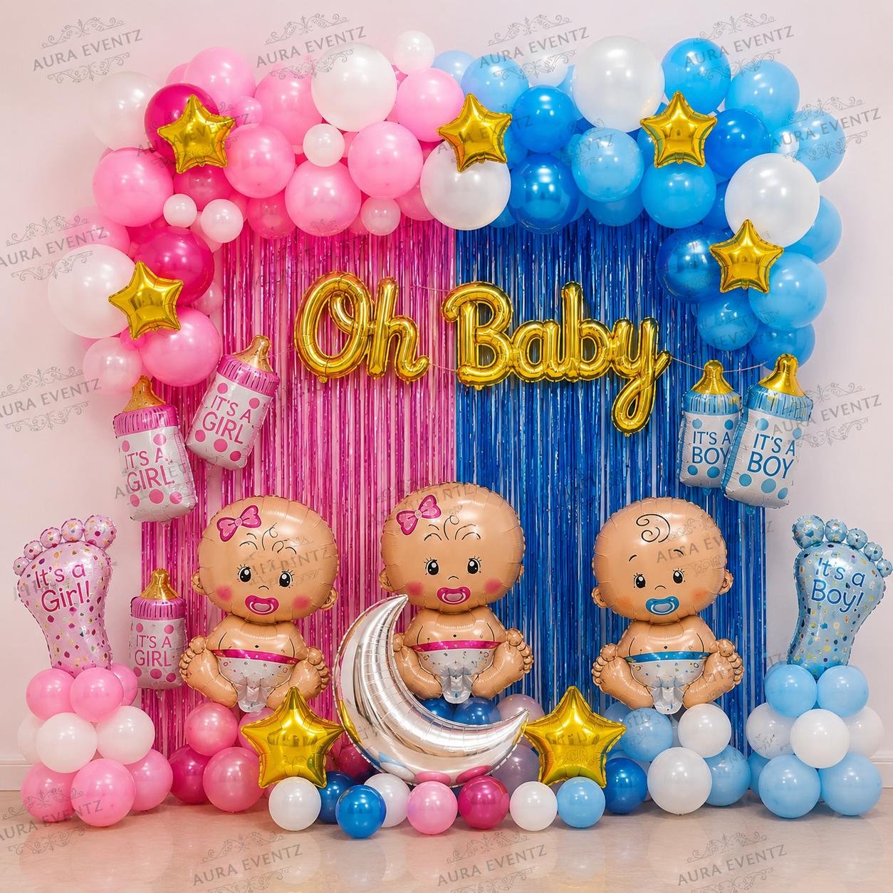 Gold, Blue & Pink Baby Shower