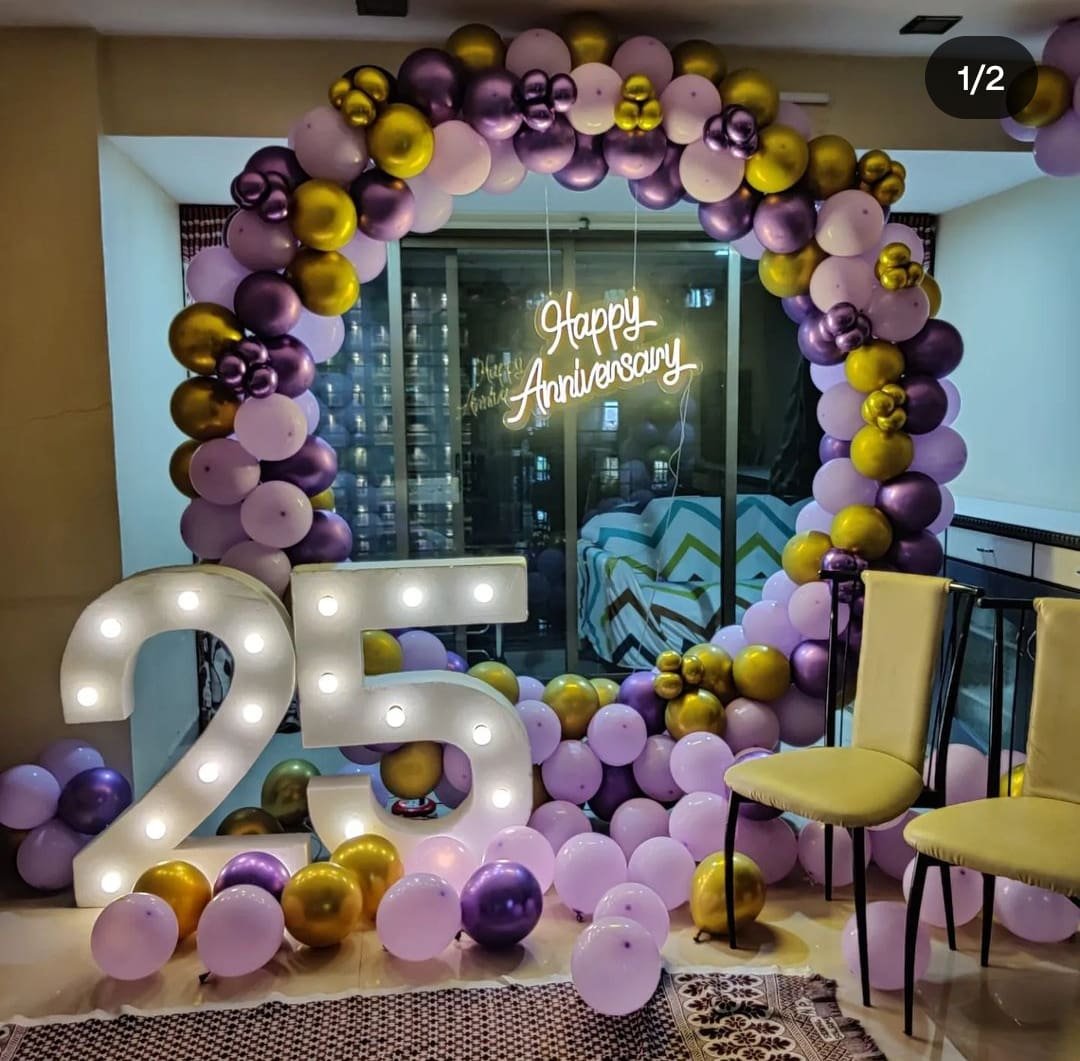 Purple & Gold 25th Anniversary Decoration