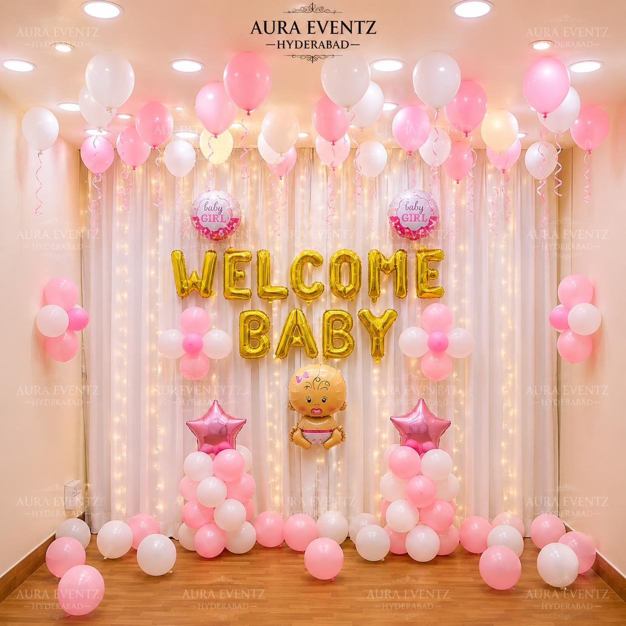 Pink & White Welcome Baby Setup