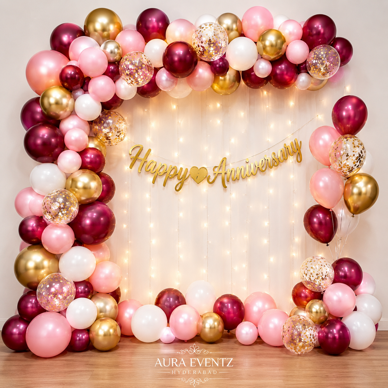 Royal Red Gold Anniversary Decor