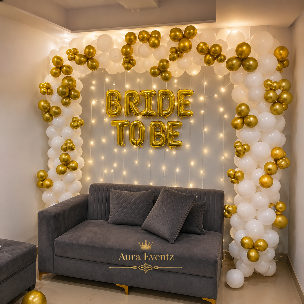 Bride-to-Be Gold Balloon Setup