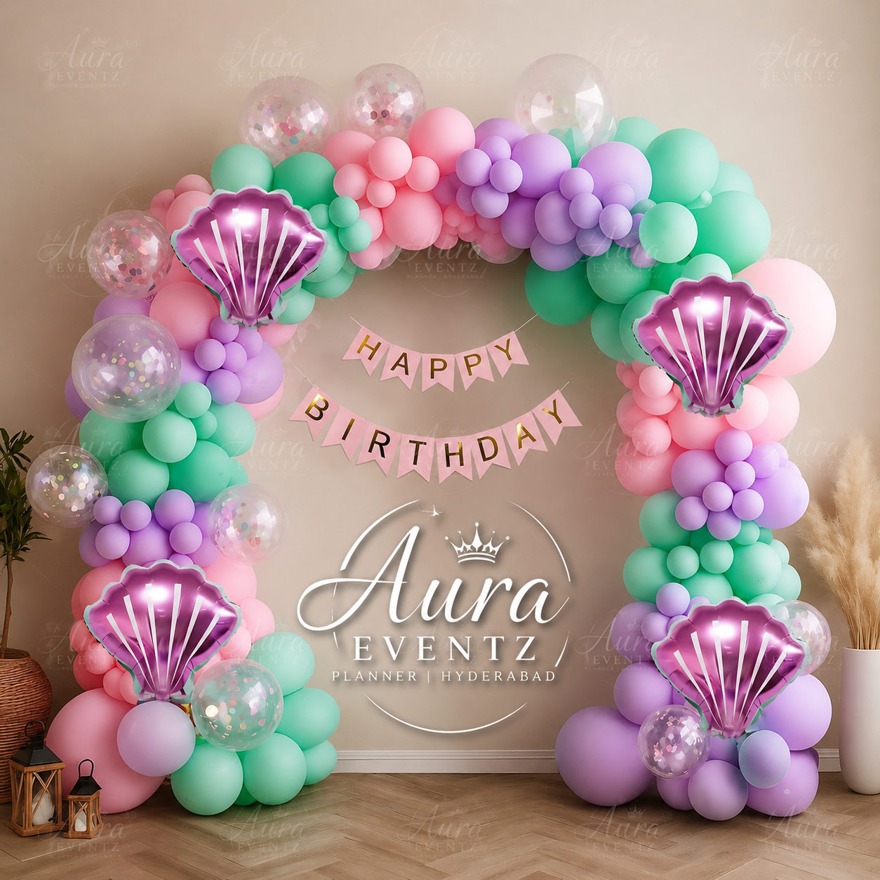 Pastel Mermaid Birthday Balloon Decoration