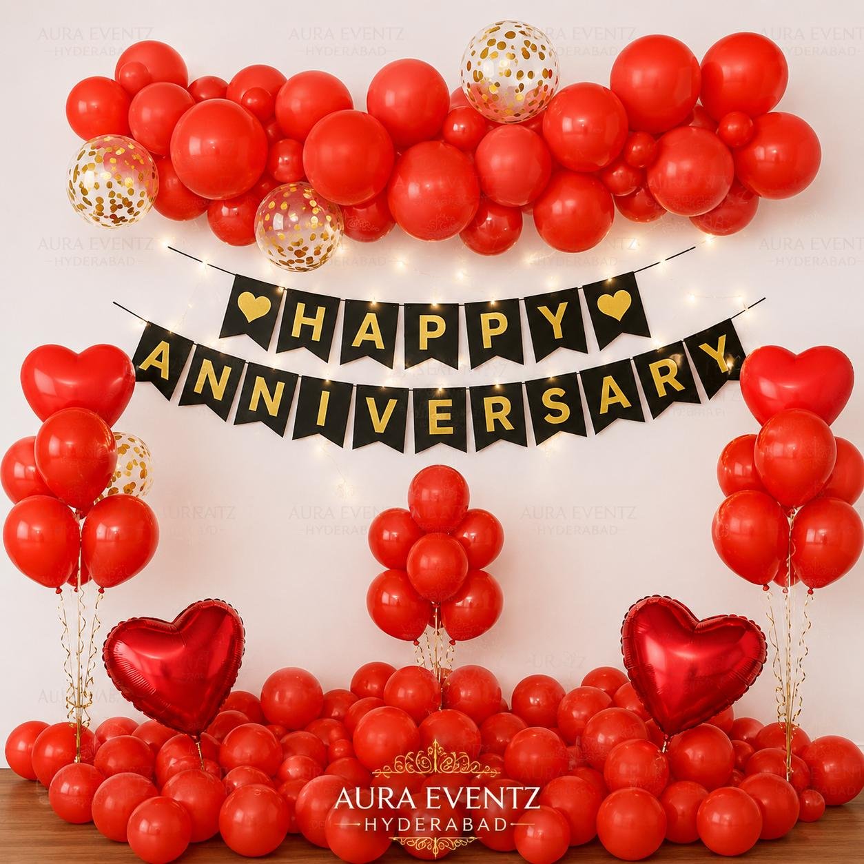 Red & Black Anniversary Balloon Decoration