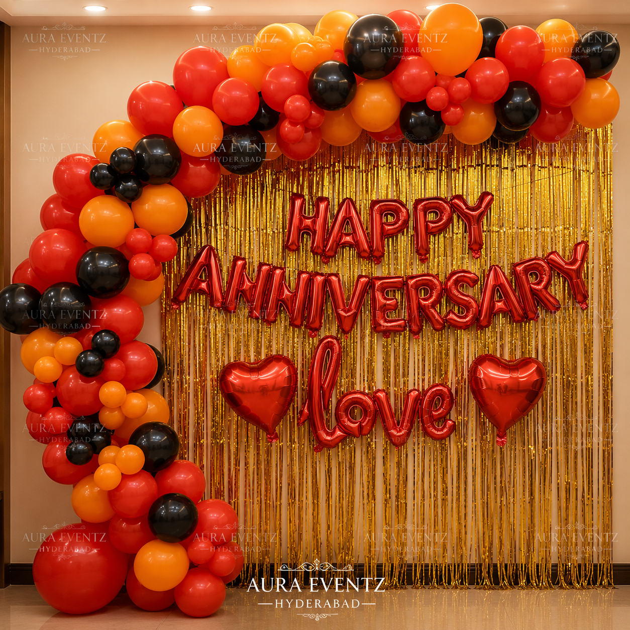 Fiery Love Anniversary Decor