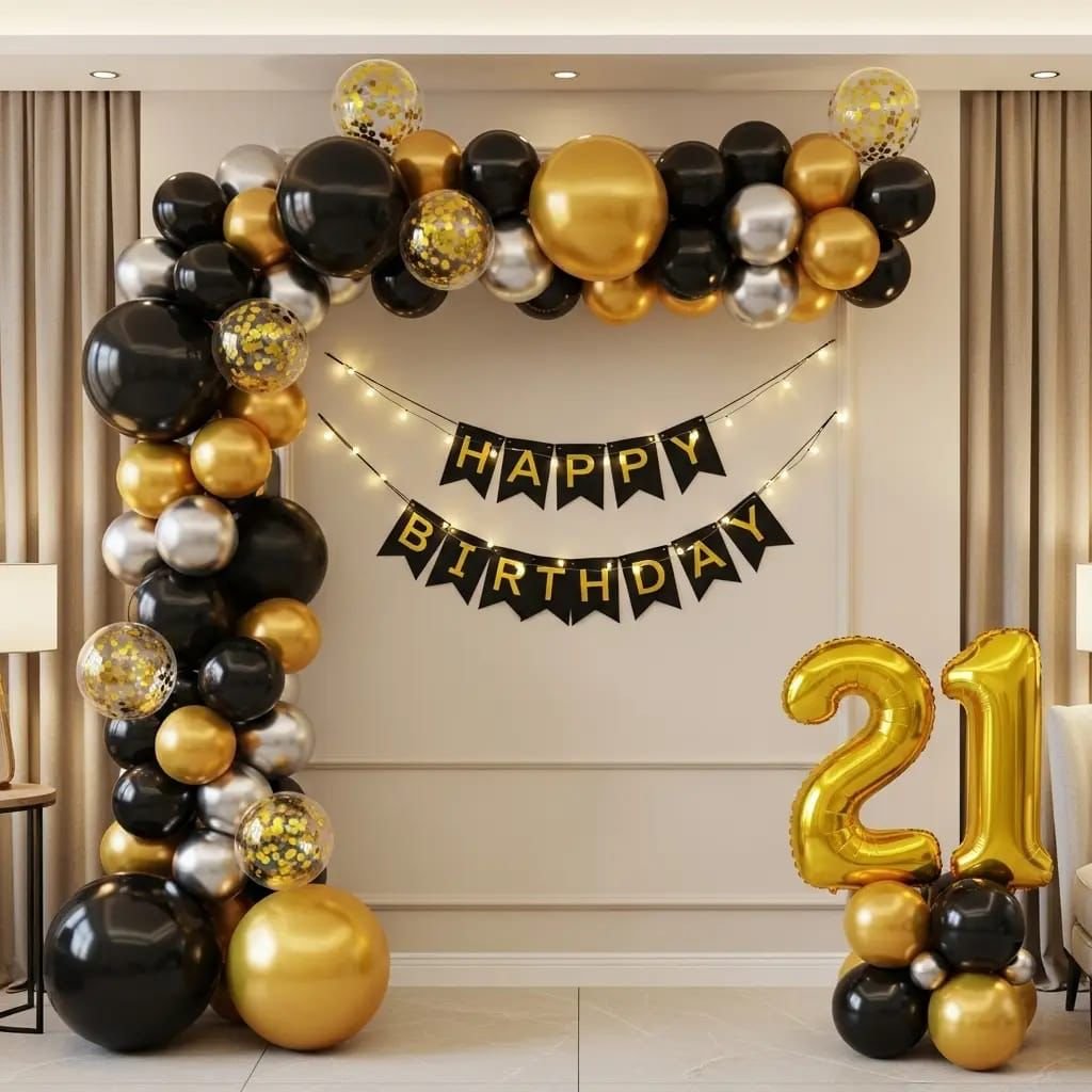 Black & Gold 21st Birthday Decoration