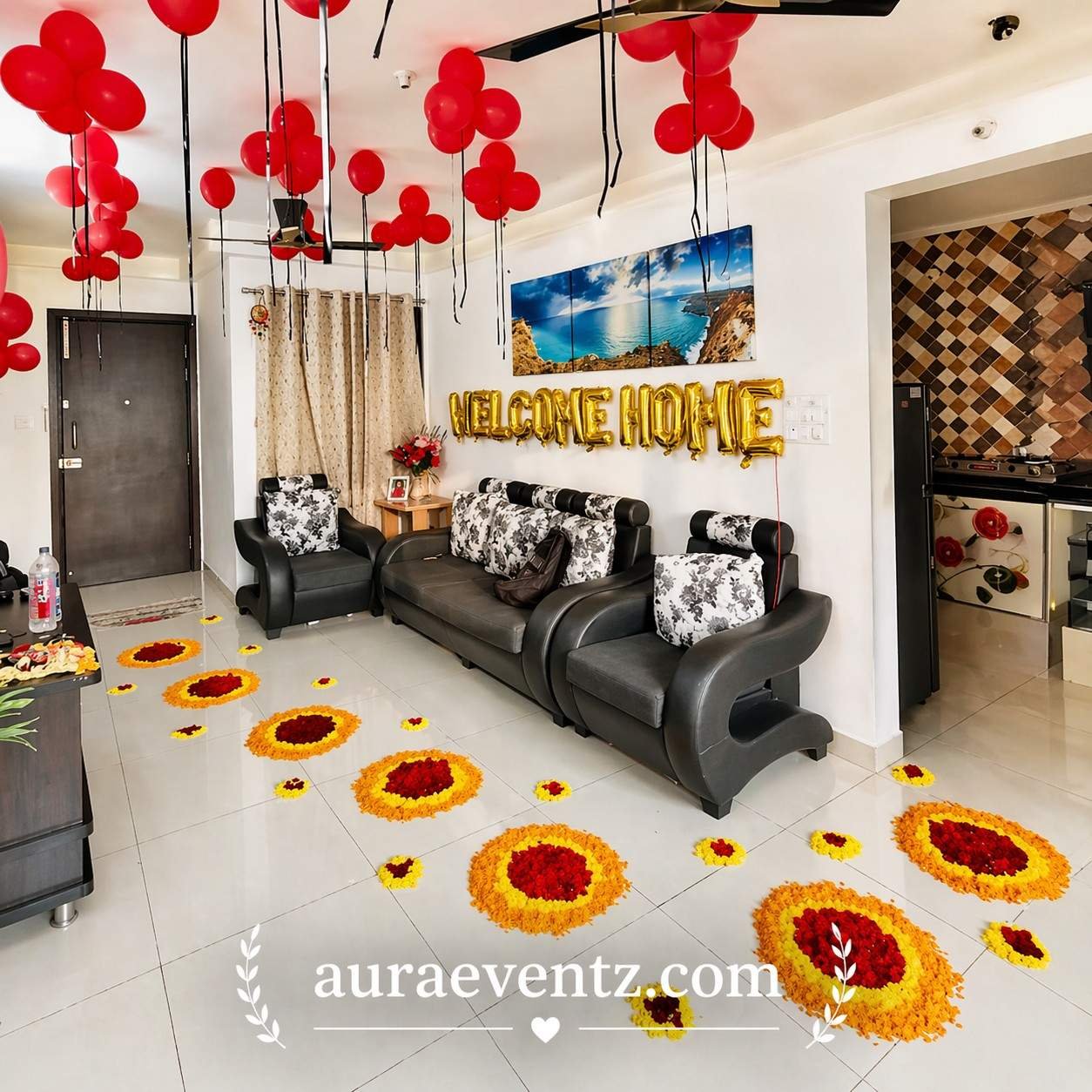 Elegant Bridal Welcome Flower & Balloon Decor