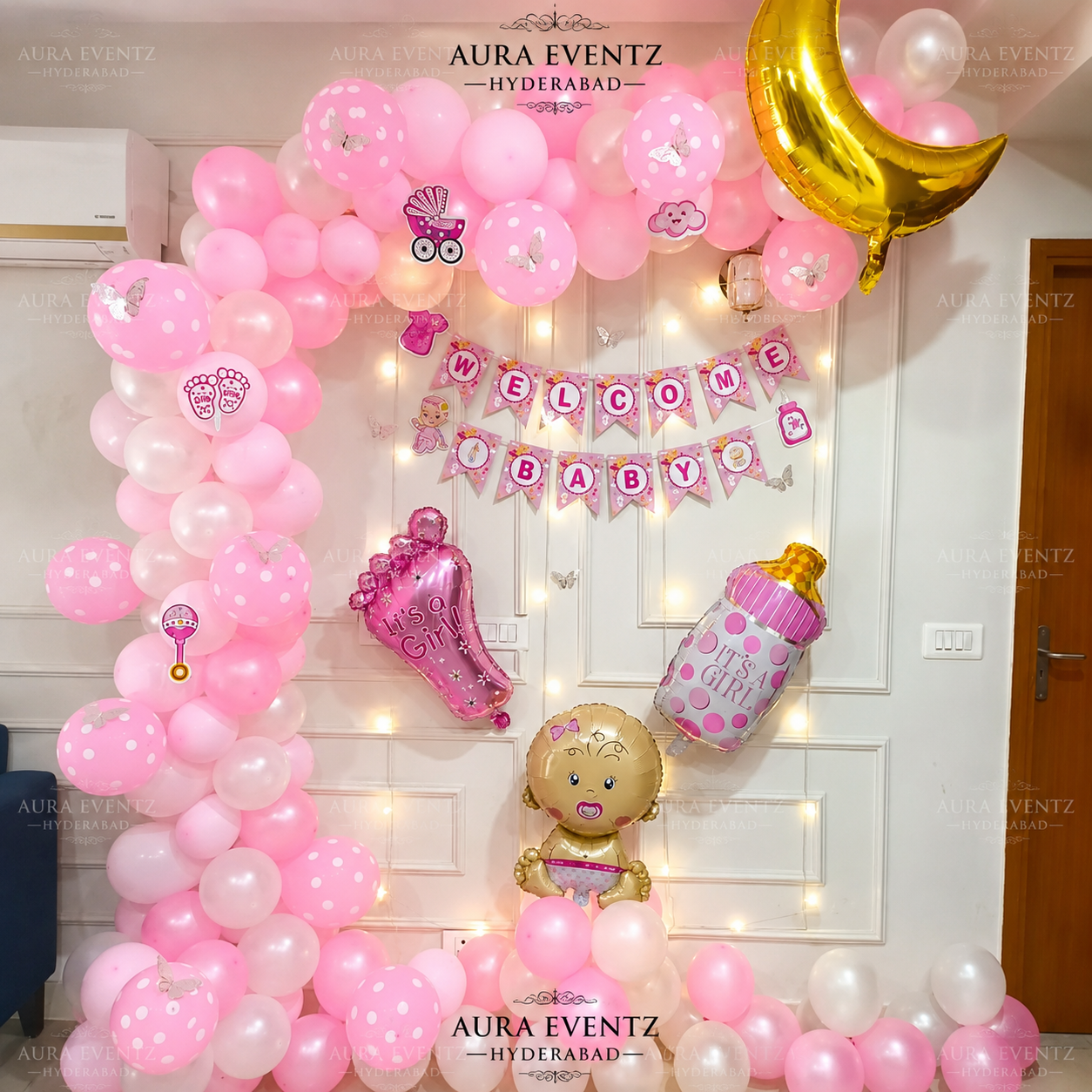 Pink Moon Baby Welcome Decor