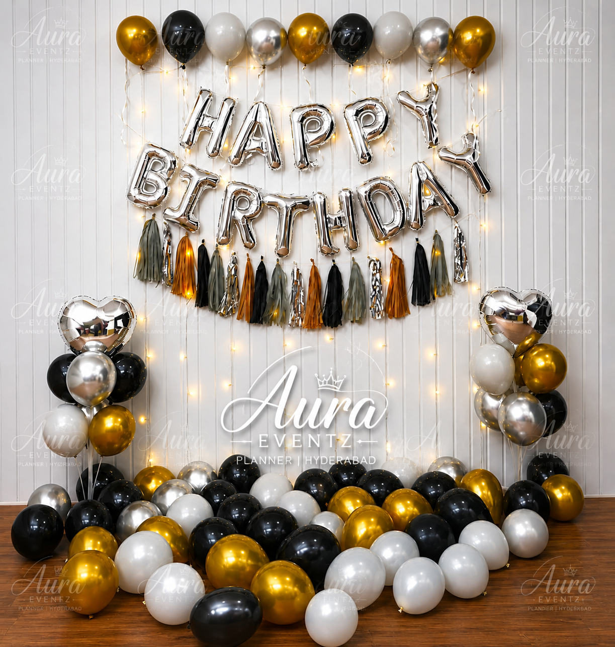 Black And Gray Birthday Balloon Decoration