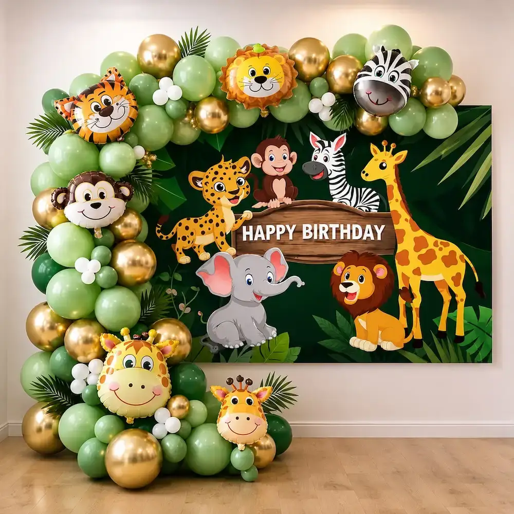 Jungle Theme Birthday Balloon Decoration