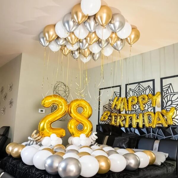 Gold and Silver Birthday Room Deco