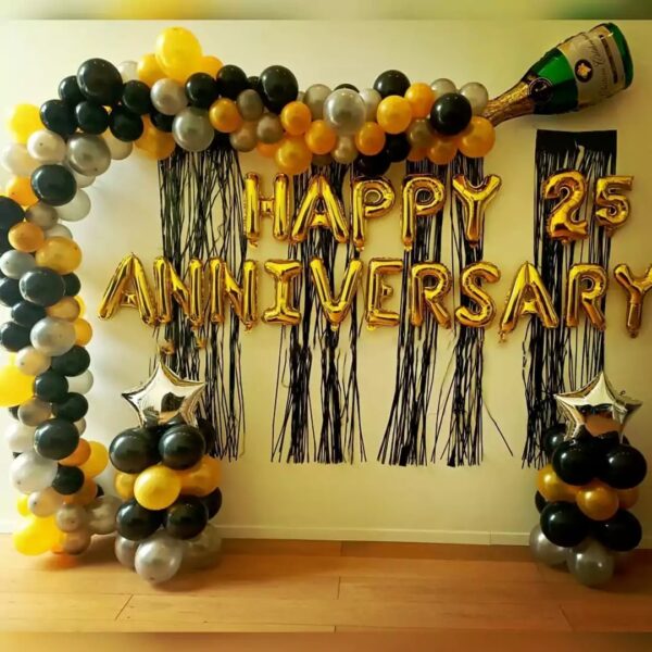 Gold and Black Anniversary Decor