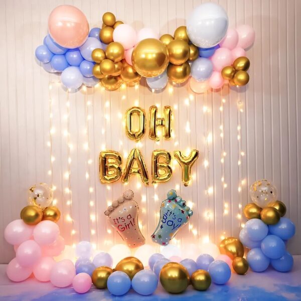 Golden-Pink and Blue Baby Shower Decor