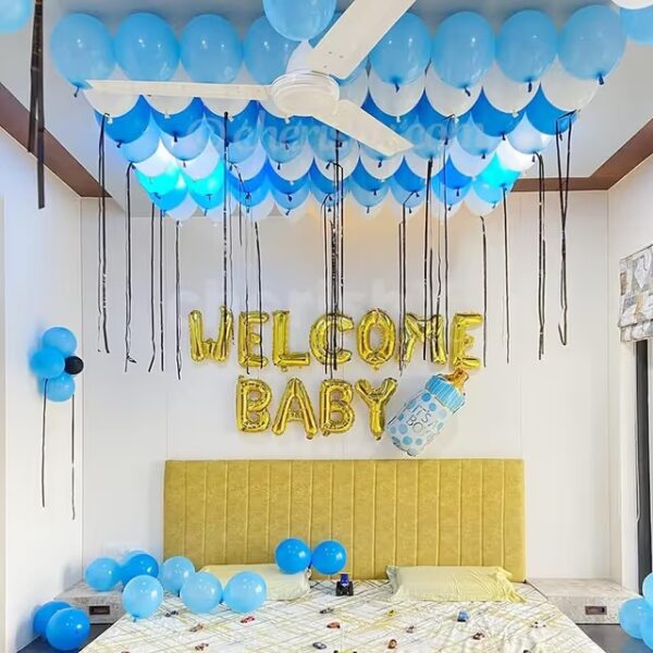 Golden-Pink and Blue Baby Shower Decor - Image 6