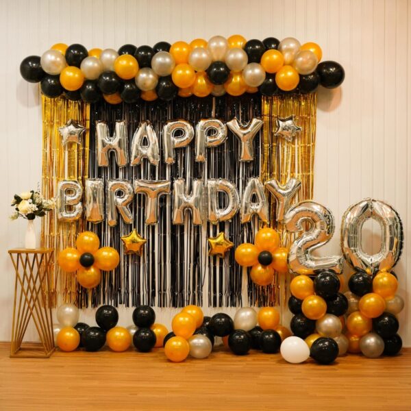 Black and Gold Happy Birthday Decoration - Image 11